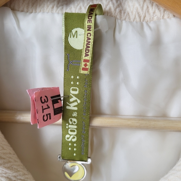Soia & Kyo Knee length large collar button closure cream textured wool coat Sz M - Picture 13 of 16